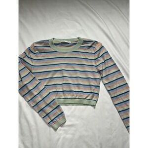 Women's Zara Striped Colorful Crop Sweater Size Large